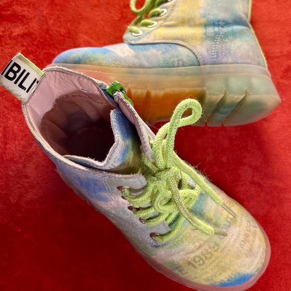 VERSACE Jeans Couture KIDS Colorful LOGO Print ANKLE BOOTS Size 10 - Picture 13 of 16